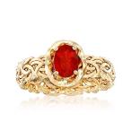 Ross-Simons Fire Opal Byzantine Ring in 14kt Yellow Gold