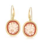 Ross-Simons Italian Floral Shell Cameo Drop Earrings in 18kt Gold Over