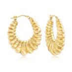 Ross-Simons Italian Andiamo 14kt Yellow Gold Ribbed Hoop Earrings