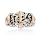 Ross-Simons Two-Tone Byzantine Ring in Sterling Silver With 14kt Yello