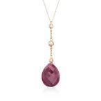 Ross-Simons 10.00 Carat Ruby and Bead Drop Necklace in 14kt Yellow Gol
