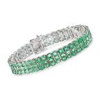 Ross-Simons 22.00 ct. t.w. Emerald Three-Row Tennis Bracelet in Sterli