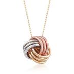 Ross-Simons 14kt Tri-Colored Gold Love Knot Pendant Necklace. 18"