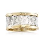Ross-Simons Sterling Silver and 14kt Yellow Gold Cigar-Band Ring