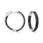 Ross-Simons 3.60 ct. t.w. Black Spinel Inside-Outside Hoop Earrings in