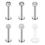 Ruifan 6PCS Mix Styles 3mm Ball Labret Monroe Lip Ring Tragus Helix Ea