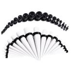BodyJ4You Taper Kit 36 Pieces White Tapers and Black Plugs 14G-00G Tap