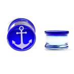 BodyJ4You 0G Anchor Engraved Glass Plug Kit (8mm) - 2 Pieces