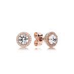 Pandora Classic Elegance Stud Earrings, Pandora Rose and Clear CZ 2862