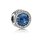 Pandora Midnight Blue Radiant Hearts Silver Charm with Clear CZ 791725