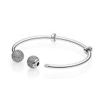 Pandora Open Bangle Bracelet, Clear CZ 596438CZ-2, 17.5 Centimeter 6.9