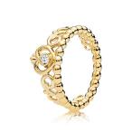 Pandora Shine Princess Tiara Gold Ring Size 7 with Clear CZ 167158CZ-5