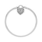 Pandora Smooth Regal Heart Padlock Silver Bracelet 597602-17