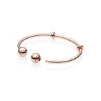 PANDORA Rose Logo Caps Rose Bangle Bracelet, Size: 17.5cm, 6.9 inches