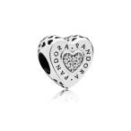 Pandora Logo Silver Heart Charm with Clear Cubic Zirconia797375CZ