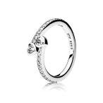 PANDORA Forever Hearts Ring, Clear CZ 191023CZ-56, 7.5 US