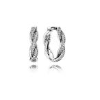 Pandora Twist of Faith Silver Hoop Earrings With Clear Cubic Zirconia