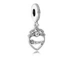 Pandora Engravable Princess Crown Heart Pendant Dangle Charm 791962CZ