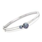 Ross-Simons Black Cultured Pearl Bangle Bracelet in Sterling Silver