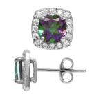 2.28ct. 6MM Cushion Shape Mystic Fire Topaz 925 Sterling Silver Halo S