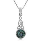 Abalone/Paua Shell 925 Sterling Silver Triquetra Celtic Knot Pendant w