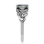 1.44ct. Mystic Fire Topaz 925 Sterling Silver Celtic Knot Solitaire Ri