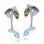 Natural Amethyst, Peridot, Blue &amp; White Topaz Gold Plated 925 Sterling