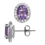 2.32ct. 8x6MM Natural Oval Shape Amethyst 925 Sterling Silver Halo Stu