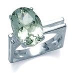 5.9ct. Natural Green Amethyst 925 Sterling Silver Solitaire Ring Size