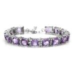 21.76ct. Natural Cushion Shape Amethyst White Gold Plated 925 Sterling