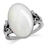 Oval Shape White Mother of Pearl Inlay 925 Sterling Silver Victorian S