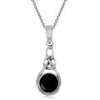 Created Black Onyx Inlay 925 Sterling Silver Celtic Knot Solitaire Pen