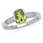 7x5MM Natural Cushion Shape Peridot White Gold Plated 925 Sterling Sil