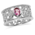Natural Tourmaline &amp; White Topaz Gold Plated 925 Sterling Silver Filig