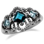 Genuine London Blue &amp; Sky Blue Topaz 925 Sterling Silver Scroll/Filigr