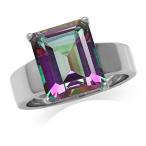 HUGE 7.28ct. Mystic Fire Topaz White Gold Plated 925 Sterling Silver S