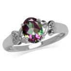 1.35ct. Mystic Fire Topaz White Gold Plated 925 Sterling Silver Victor