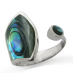 Abalone/Paua Shell Inlay 925 Sterling Silver Adjustable Ring Size 6