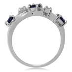 Sapphire Blue CZ White Gold Plated 925 Sterling Silver Ribbon Ring Siz