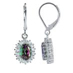 3.08ct. Mystic &amp; White Topaz 925 Sterling Silver Leverback Earrings