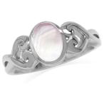 8x6MM Oval Pink Mother Of Pearl White Gold Plated 925 Sterling Silver
