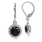 2.22ct. 7MM Natural Round Shape Smoky Quartz 925 Sterling Silver Halo