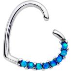 Body Candy Steel Blue Synthetic Opal Heart Left Daith Cartilage Tragus