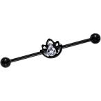 Body Candy Black Anodized Steel Clear Lonely Lotus Flower Helix Earrin