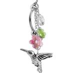 Body Candy Hummingbird Flower Double Mount Belly Ring Created with Swa