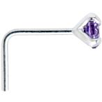 Body Candy 925 Sterling Silver 3mm Round Purple Accent L Shaped Nose S