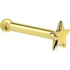 Solid 14k Yellow Gold Star Nose Stud Bone 18 Gauge 1/4"