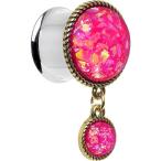 Body Candy Stainless Steel Double Pink Dangle Plug 3/4"