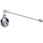 Body Candy Handcrafted Steel Skull Industrial Barbell Created with Swa