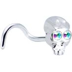 Body Candy Steel 925 Silver Aurora Skull Nose Stud Screw Created with